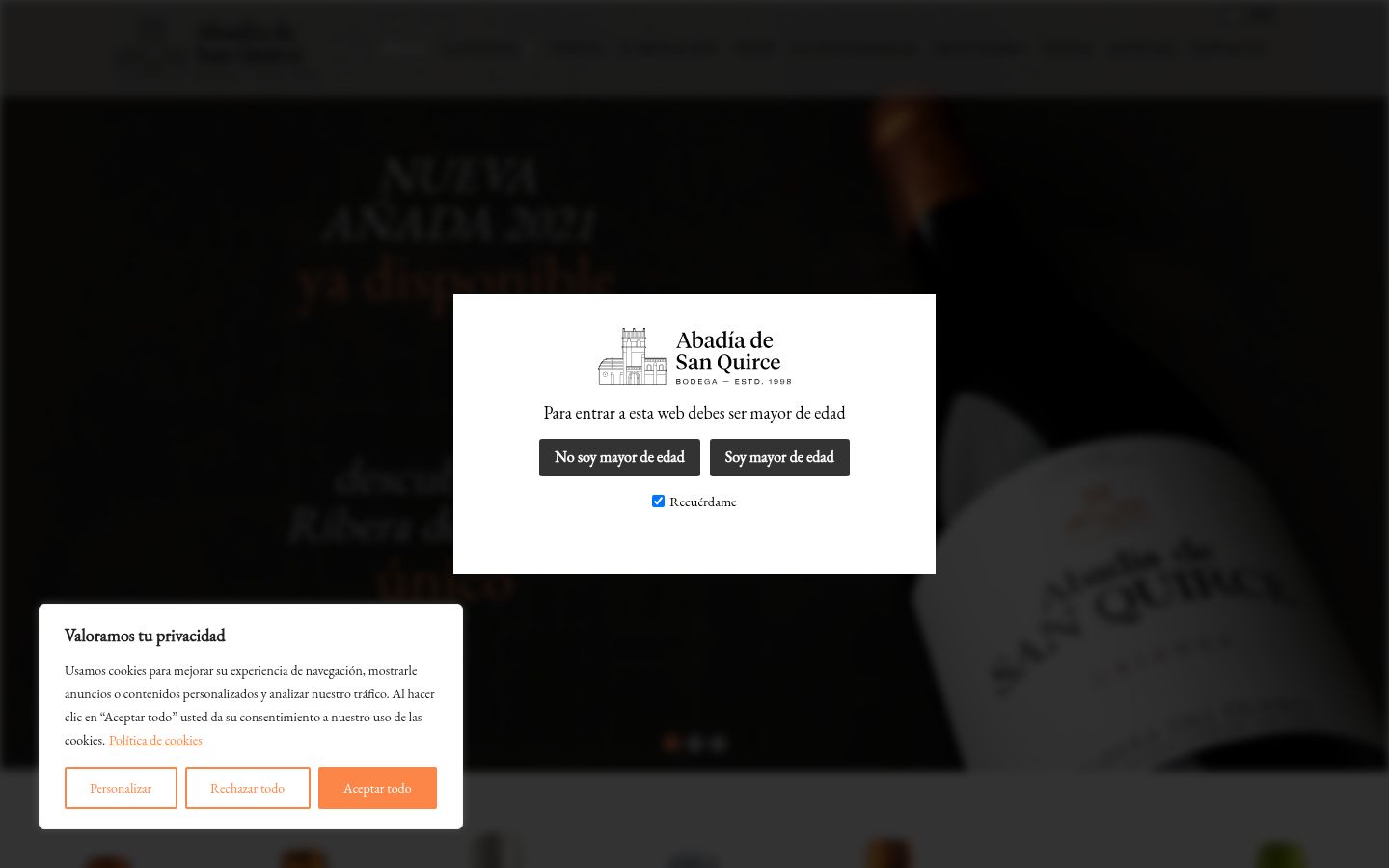Screenshot del banner di consenso mostrato prima di qualsiasi interazione