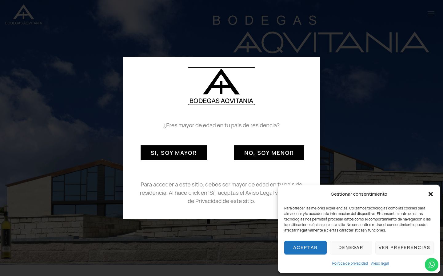 Screenshot del banner di consenso mostrato prima di qualsiasi interazione