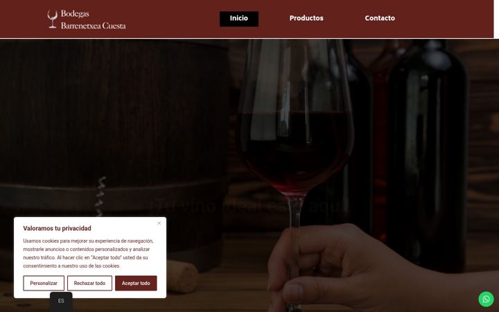 Screenshot of bodegasbarrenetxeacuesta.com