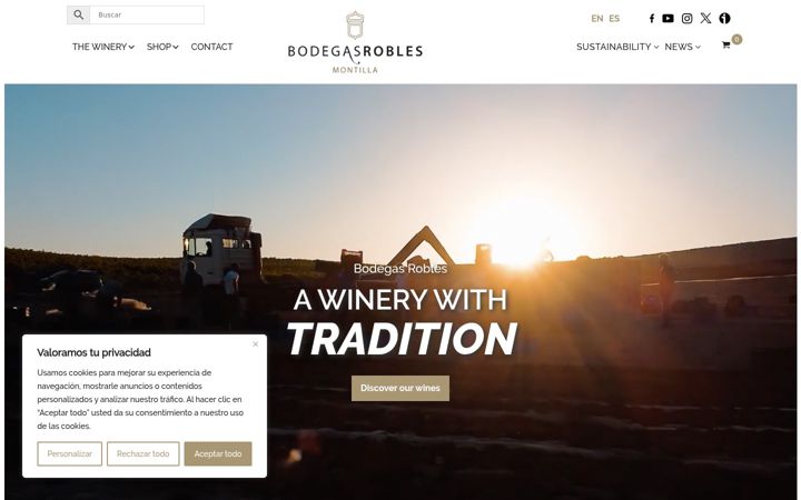 Snímek obrazovky bodegasrobles.es