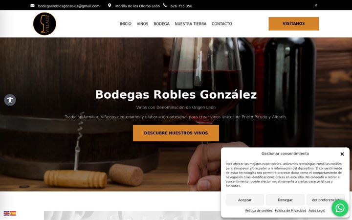 Snímek obrazovky bodegasroblesgonzalez.com