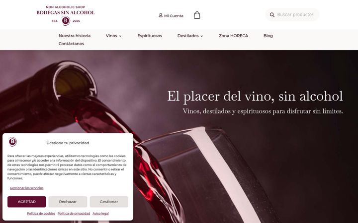 Snímek obrazovky bodegassinalcohol.es