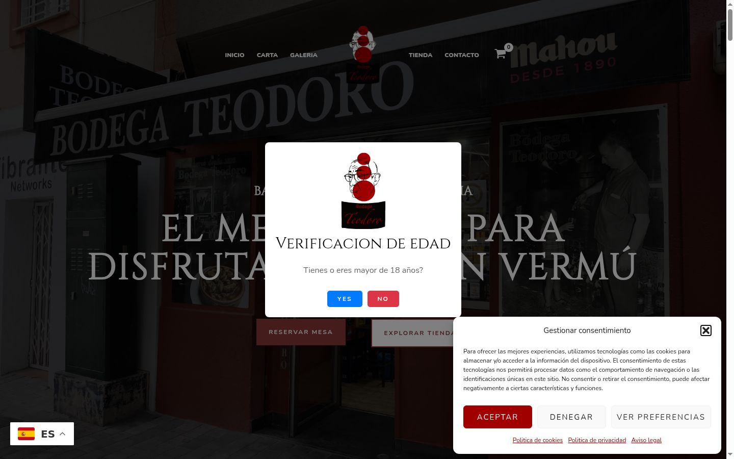 Screenshot del banner di consenso mostrato prima di qualsiasi interazione