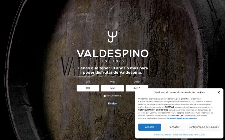 Skærmbillede af bodegavaldespino.com
