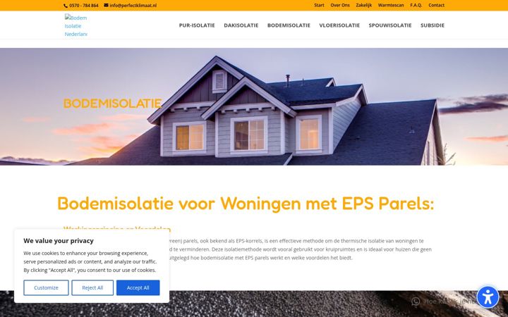 Kuvakaappaus sivustosta bodemisolatie-nederland.nl