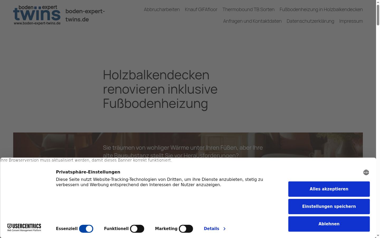 Screenshot of the consent banner shown before any interaction
