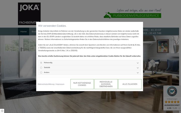 Screenshot van bodenbelag-parkett.de