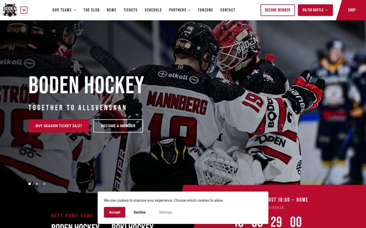 Screenshot of bodenhockey.se