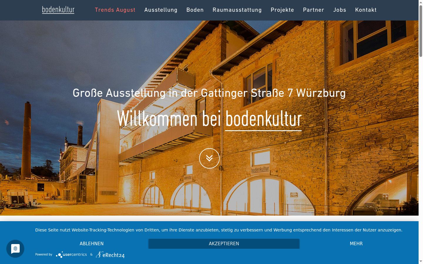 Screenshot des Einwilligungsbanners vor jeglicher Interaktion