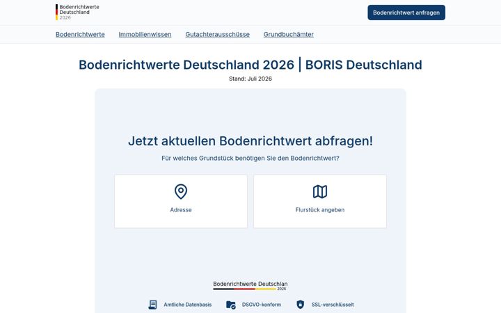 Screenshot of bodenrichtwerte-deutschland.de