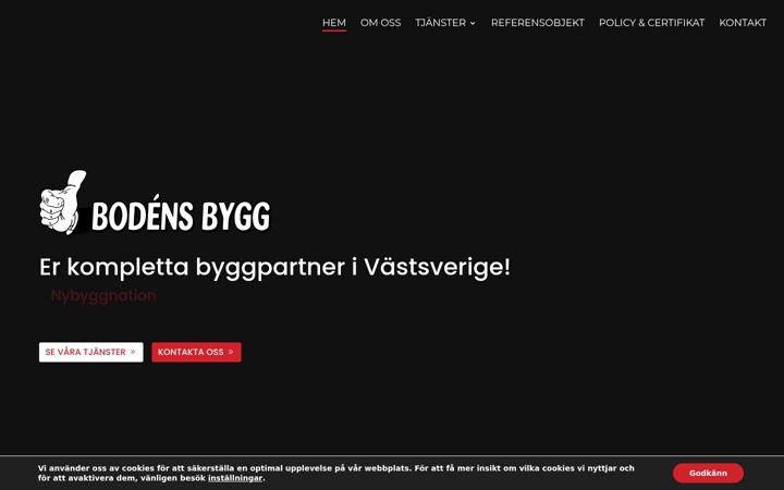 Captura de ecrã de bodensbygg.se