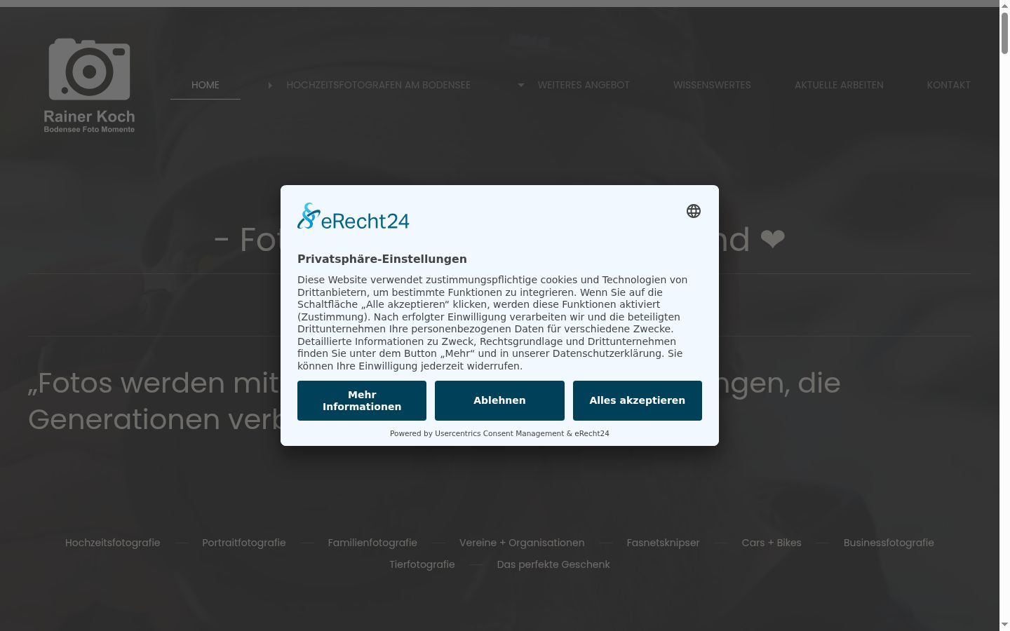 Screenshot of the consent banner shown before any interaction
