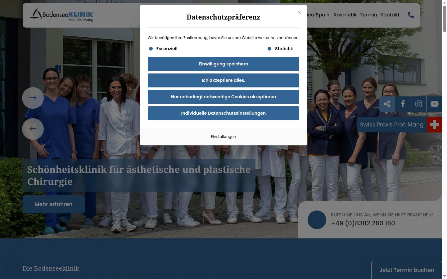 Captura de ecrã do banner de consentimento apresentado antes de qualquer interação