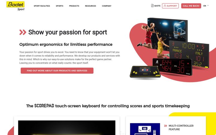 Screenshot of bodet-sport.com