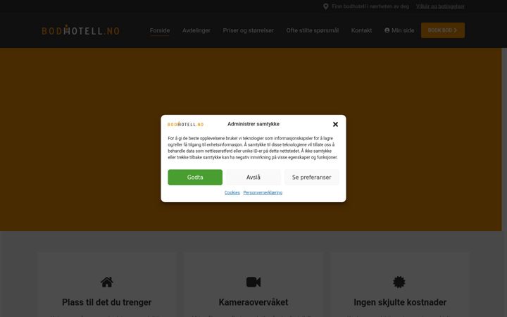 Kuvakaappaus sivustosta bodhotell.no