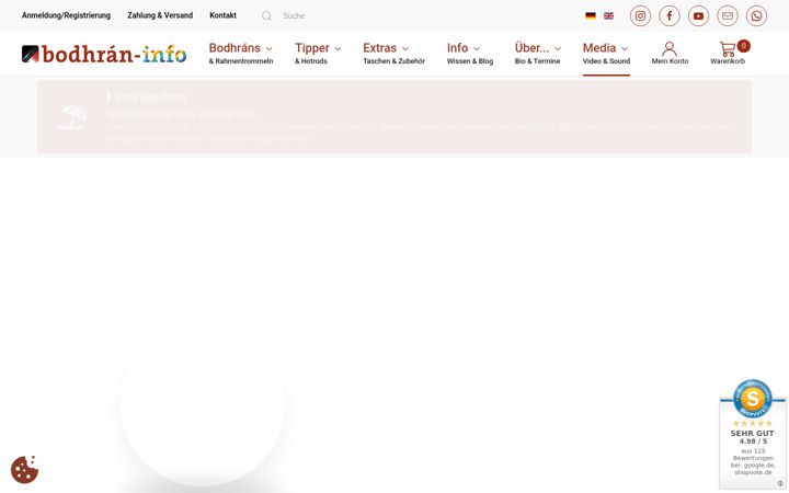 Kuvakaappaus sivustosta bodhran-info.de