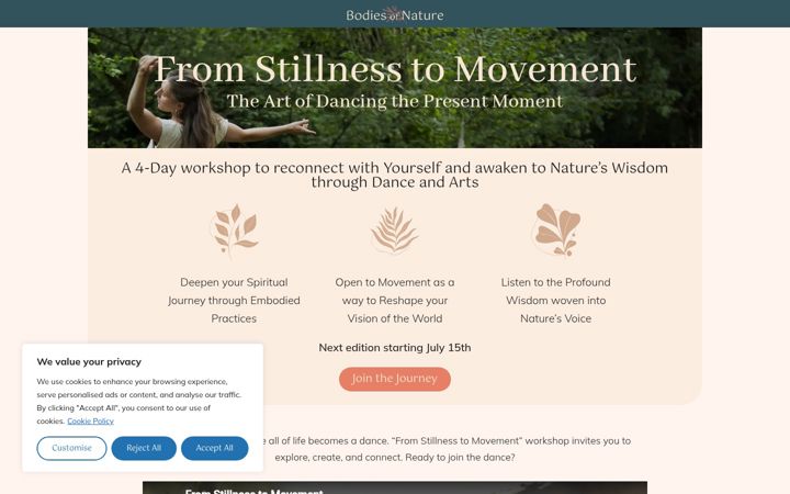 Screenshot of bodiesofnature.com