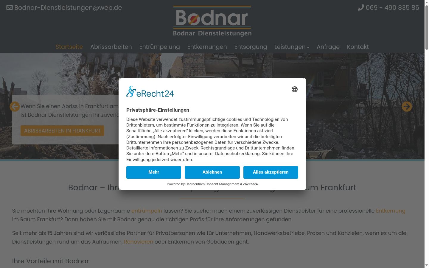 Screenshot van de toestemmingsbanner zoals getoond vóór enige interactie