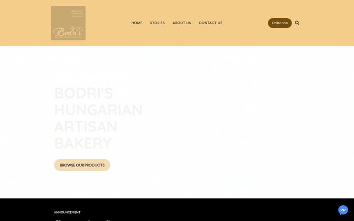 Kuvakaappaus sivustosta bodrisbakery.com.au