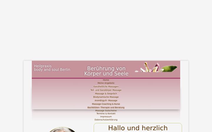 Posnetek zaslona body-and-soul-massagen.de