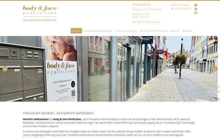 Screenshot of bodyandface-perfection.de
