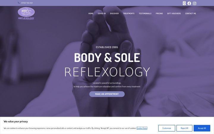 Screenshot of bodyandsolereflexology.co.uk