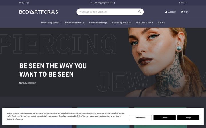 Screenshot of bodyartforms.com
