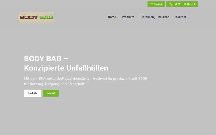 Screenshot of bodybag-ulm.de
