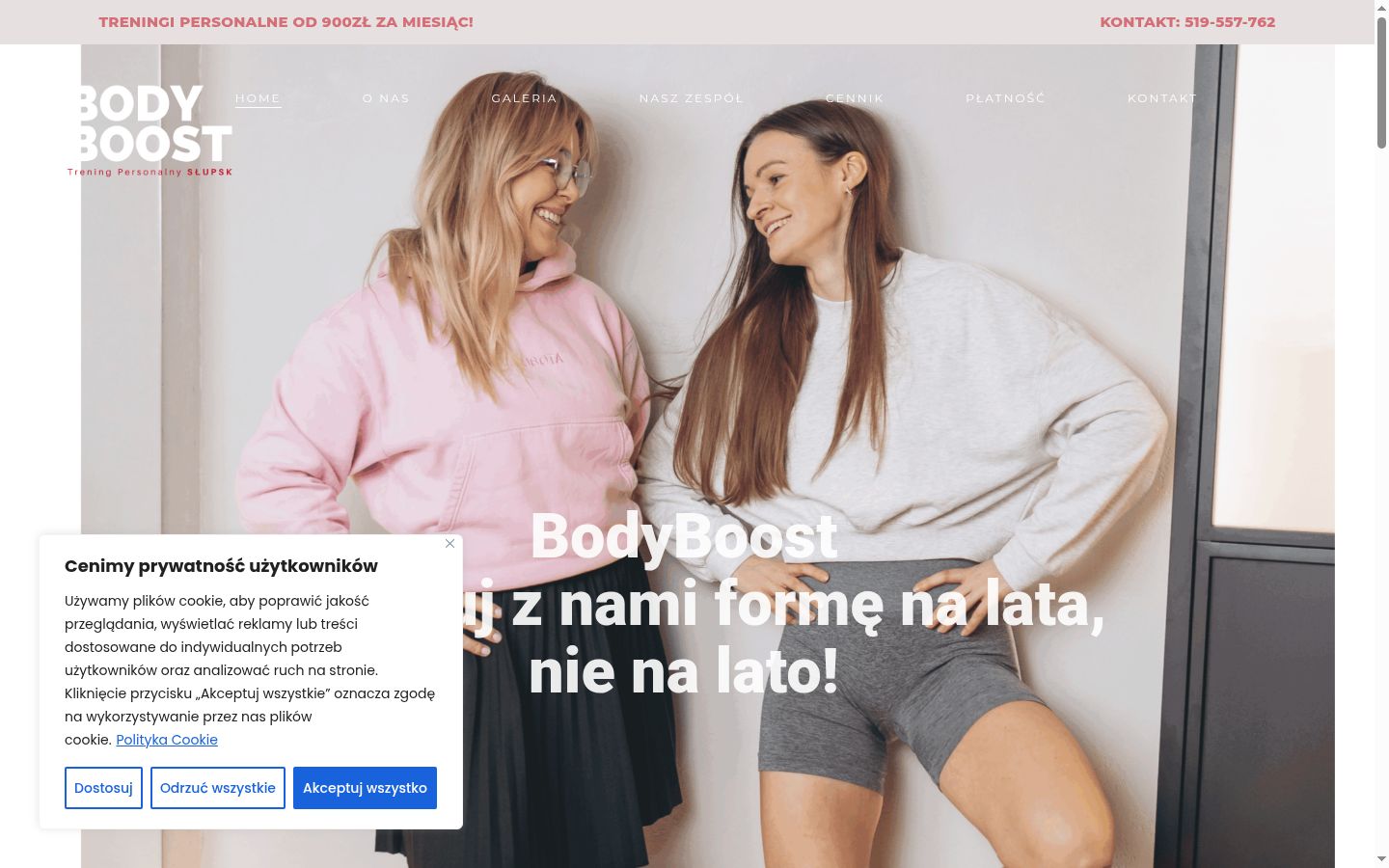 Zrzut ekranu banera zgody wyświetlanego przed jakąkolwiek interakcją