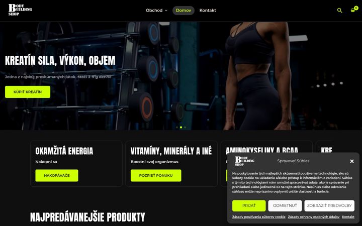 Screenshot ta' bodybuildingshop.sk