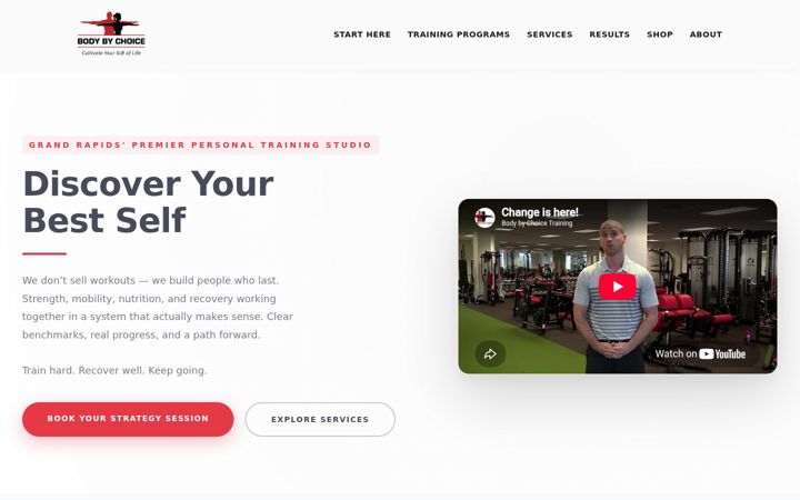 Screenshot ta' bodybychoicetraining.com