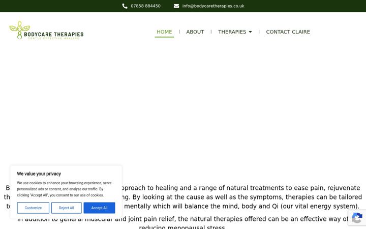 Ekraanipilt saidist bodycaretherapies.co.uk