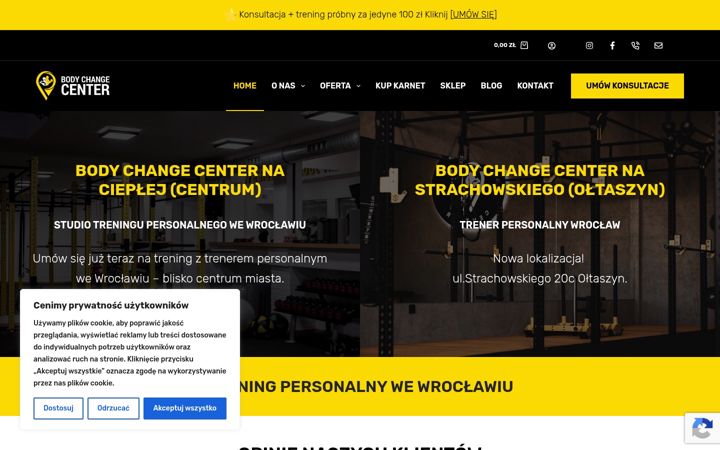 Kuvakaappaus sivustosta bodychangecenter.pl