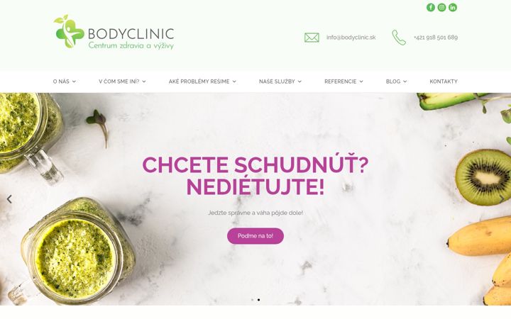 Kuvakaappaus sivustosta bodyclinic.sk