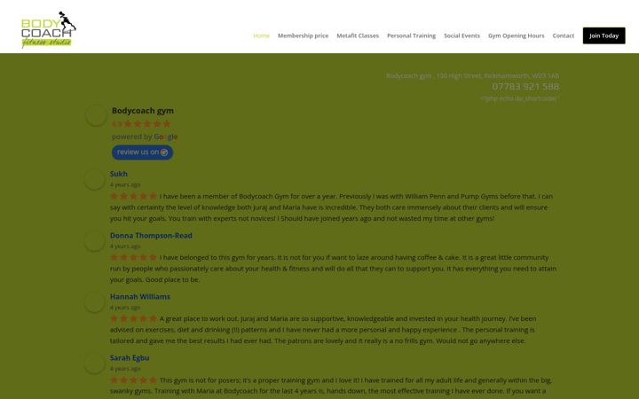 Screenshot of bodycoachgym.co.uk