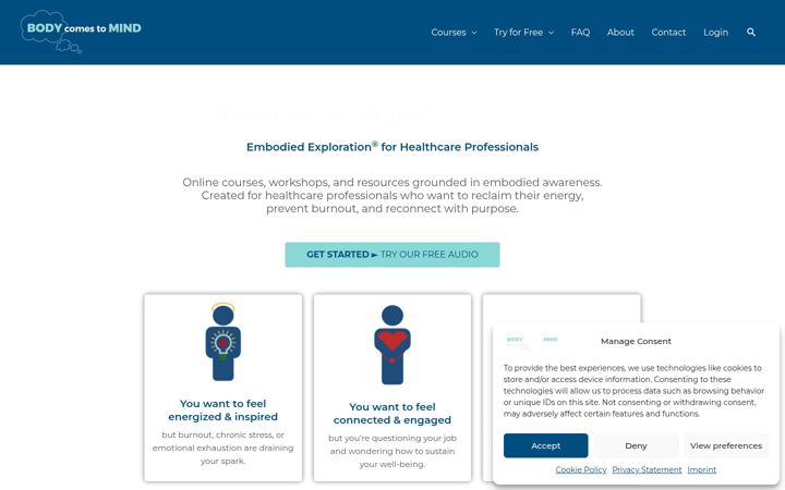 Screenshot von bodycomestomind.com