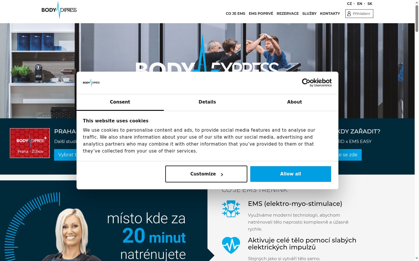Skärmbild av samtyckesbannern som visades före någon interaktion