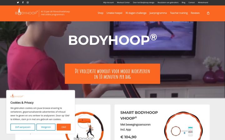 Posnetek zaslona bodyhoop.nl