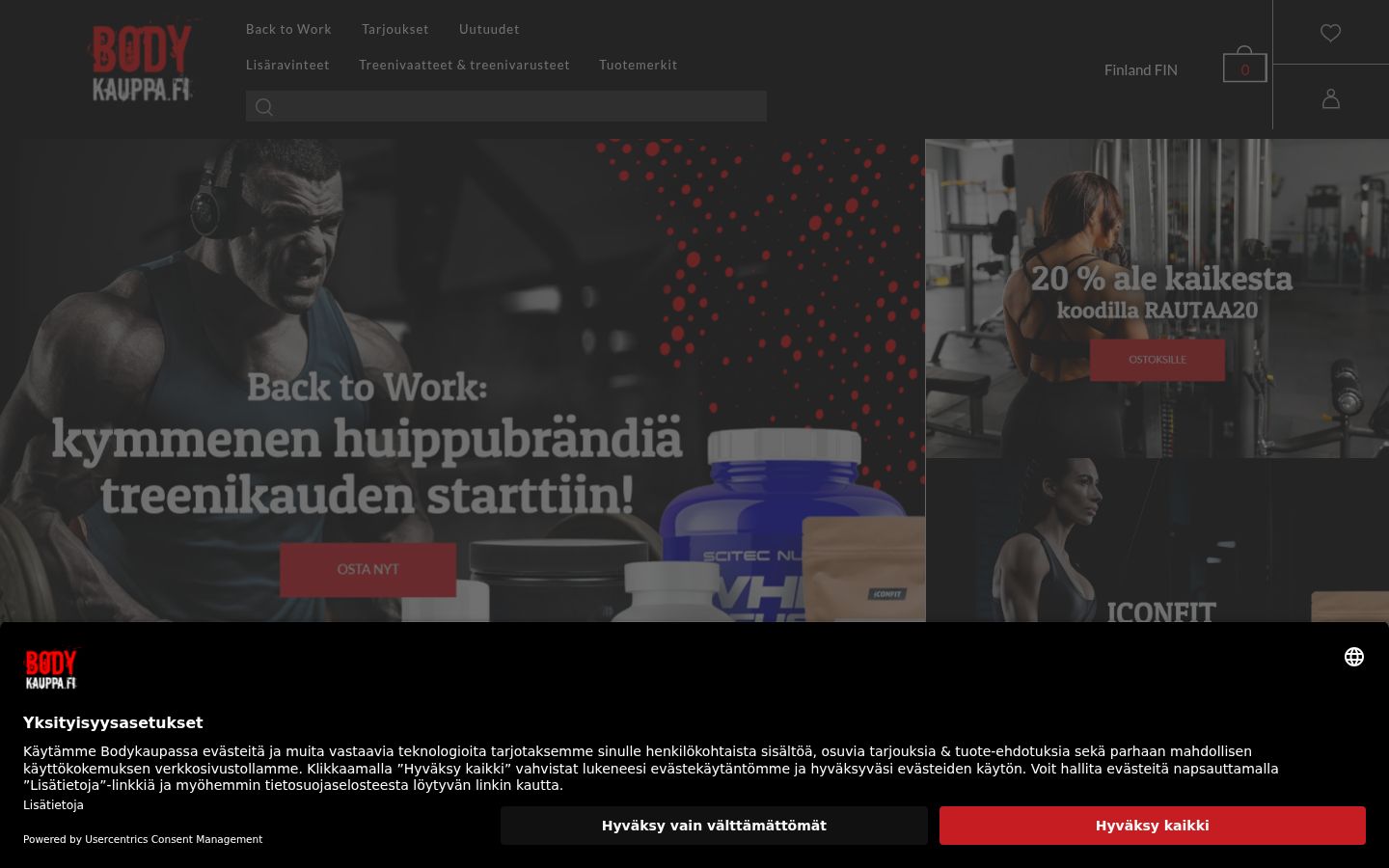 Skærmbillede af samtykkebanneret, som det blev vist før nogen interaktion