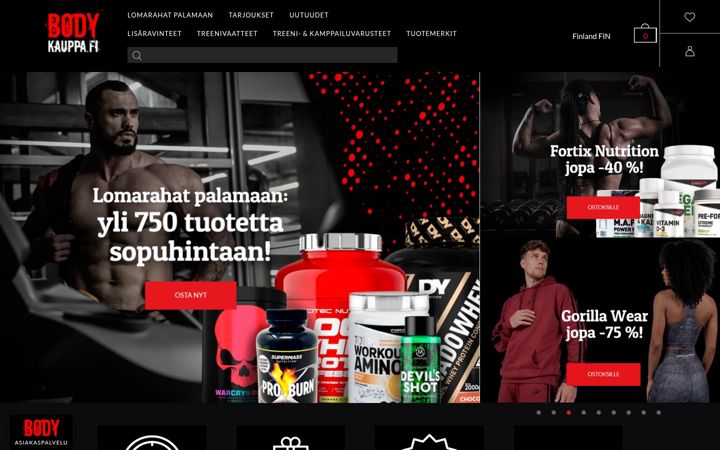 Skærmbillede af bodykauppa.fi