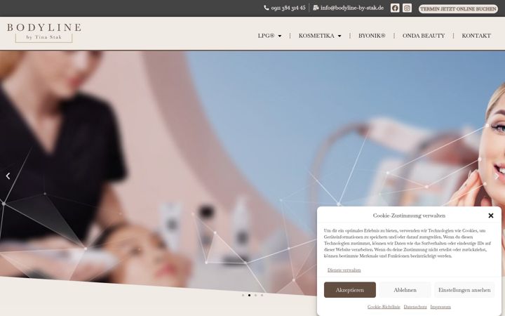 Screenshot stránky bodyline-by-stak.de