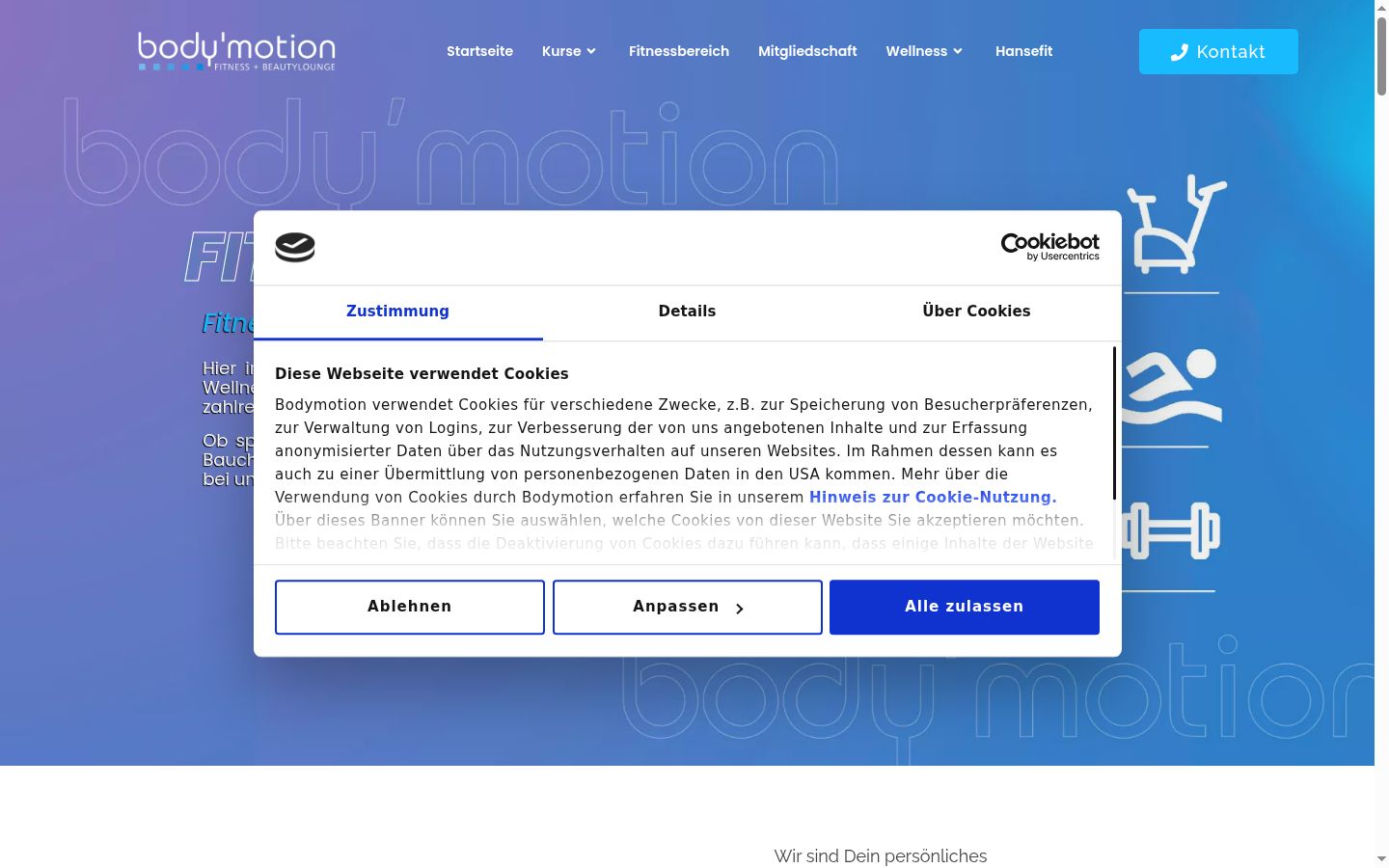 Capture d'écran de la bannière de consentement affichée avant toute interaction
