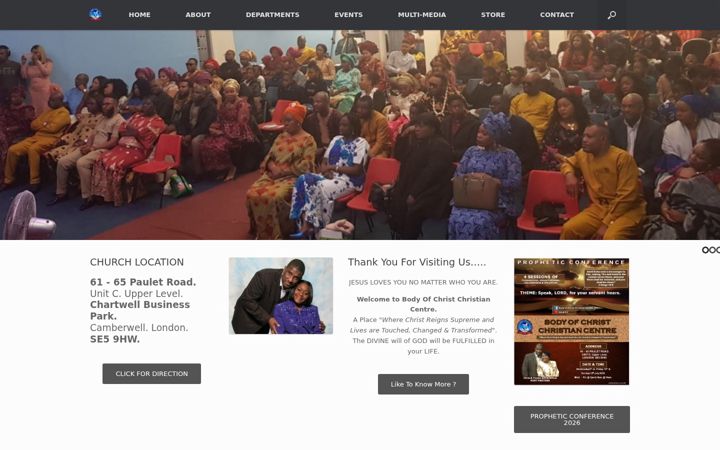 Screenshot of bodyofchristchristiancentre.com