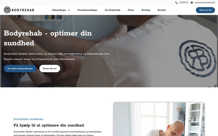 Ekraanipilt saidist bodyrehab.dk
