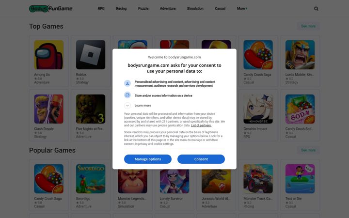 Skärmbild av bodysrungame.com