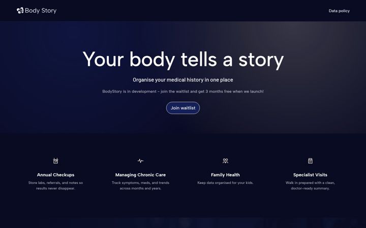 Screenshot of bodystory.app