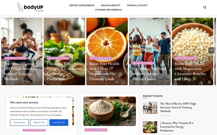 Screenshot of bodyup.co.uk