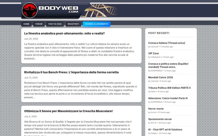 Kuvakaappaus sivustosta bodyweb.com