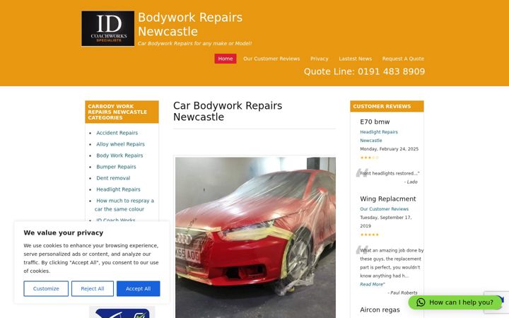 Screenshot von bodyworkrepairsnewcastle.co.uk