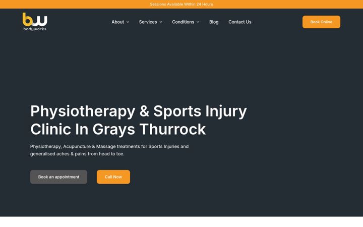 Ekraanipilt saidist bodyworks-physio.co.uk